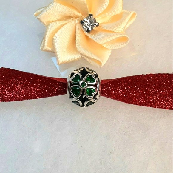 Pandora Jewelry - Sterling Silver Green CZ Authentic Pandora Lucky Clover Charm